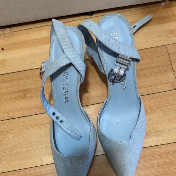 Stuart Weitzman Light Blue Strappy Heels - Picture 1 of 8